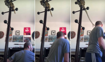 Psssssssst, Up Here: Pet Snake Attacks Owner From Above