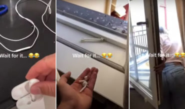 Guy Pranks Girlfriend By Throwing Fake AirPods Out Window