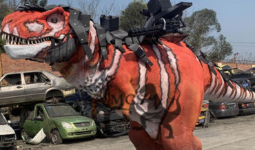 Dino-Riders IRL!: This 20-Foot Machine Gun Toting Armored T-Rex Costume