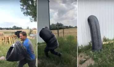 Hiding In Plain Sight: Man Uses Giant Flexible Ducting To Disappear