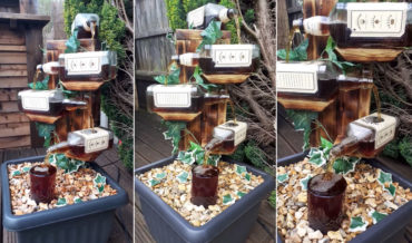 Man Shows Off His Homemade Jack Daniel’s Bottles Garden Fountain