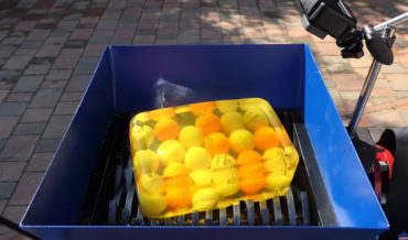 Compilation Video Of Crushing Various Objects Encased In Jell-O In A Fast Shredder