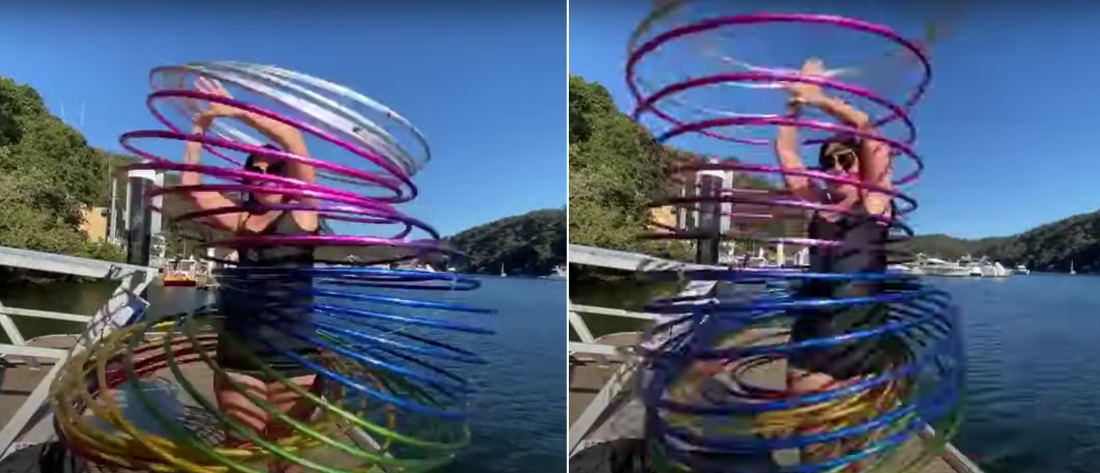 Trippy: Girl Performs With Rainbow Hula Hoop ‘Slinky’