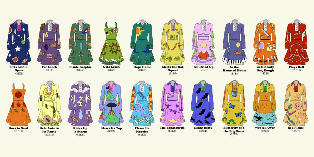 A Chart Of All The Dresses Worn By Ms. Frizzle On The Magic School Bus