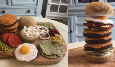 Mmmmm!: A Crocheted Triple Cheeseburger With All The Fixings