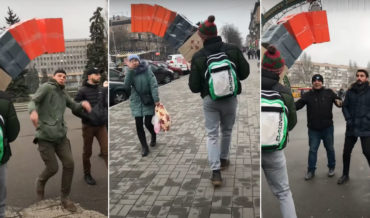 Classic: Guy’s High Stack Of Boxes Falling On People Prank
