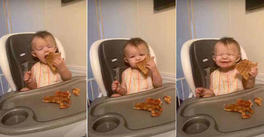 The Beginning Of A Lifelong Love: Little Girl Has First Ever Bite Of Pizza