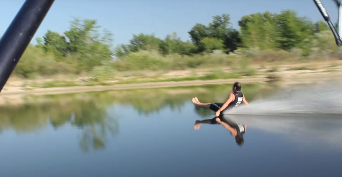 Man Performs Flawless Water Skiing Butt Slide