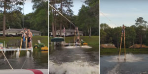 Dare To Dream: Man Successfully Water Skis Wearing 11-Foot Stilts