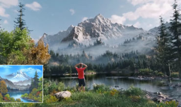 Guy Creates Fully 3D World From Bob Ross Painting
