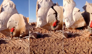 Man Splits Giant Boulder In Half