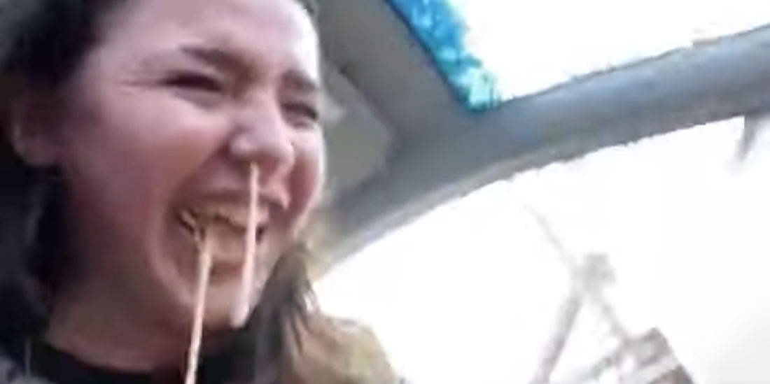 Sick!: Girl Shoots Iced Coffee Drink Out Nose Like A Running Faucet While Laughing