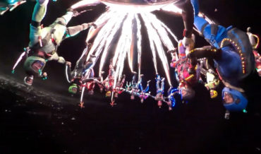 Night Skydivers Covered In LEDs With Sparklers Blasting Out Of Their Shoes