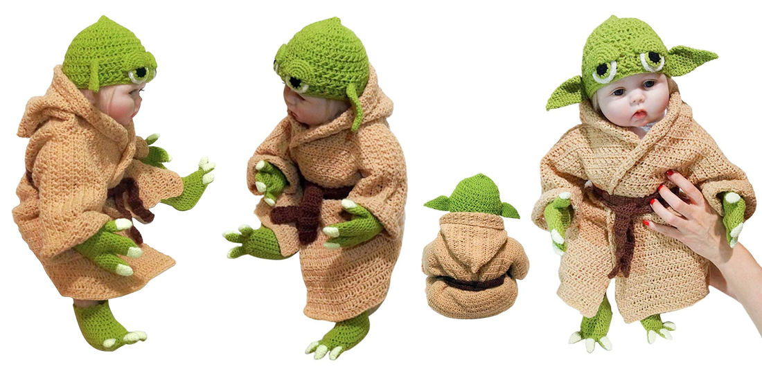 Hand-Knit Yoda Costume For Infants