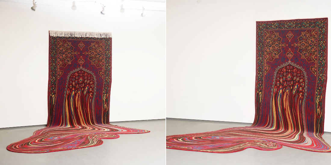 A Traditional Woven Rug That Looks Like It’s Melting Onto The Floor