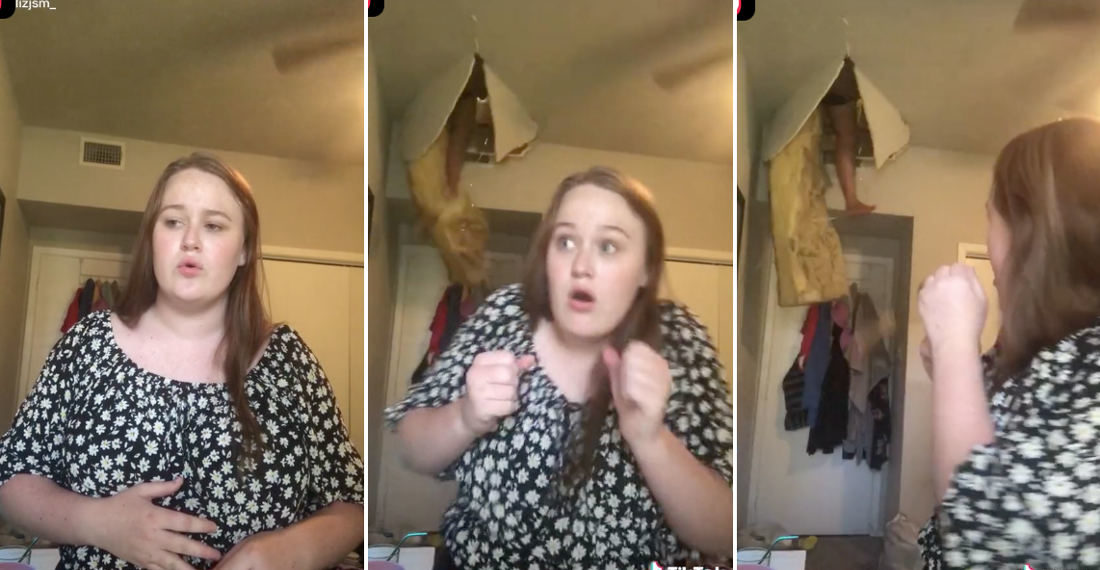Surprise!: Girl Filming Herself Singing Captures Mom Stepping Through The Ceiling