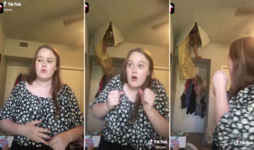 Surprise!: Girl Filming Herself Singing Captures Mom Stepping Through The Ceiling