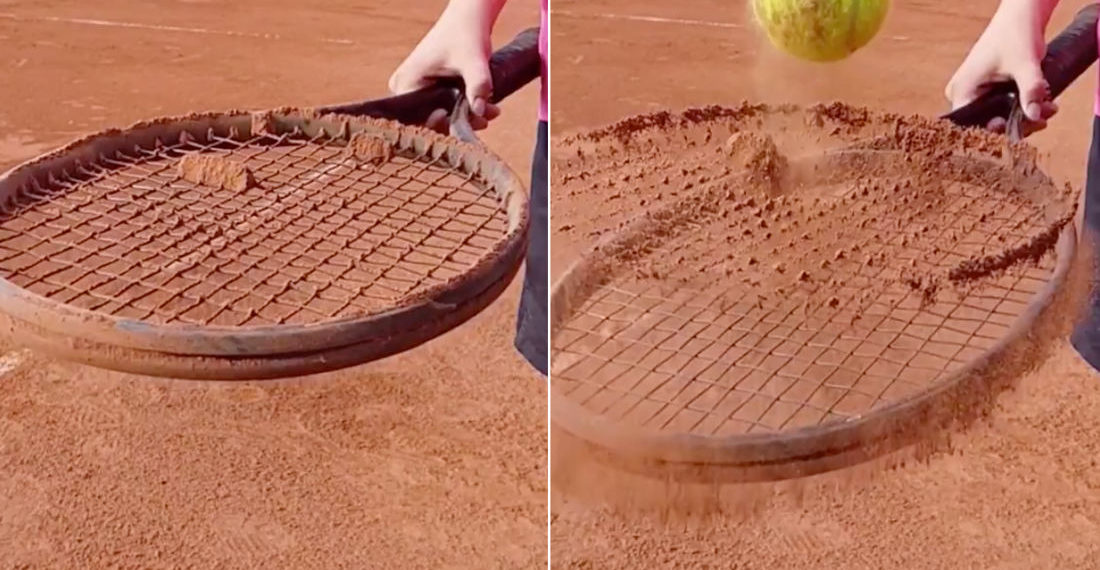 Newton’s First Law As Demonstrated By Dirt On A Tennis Racket