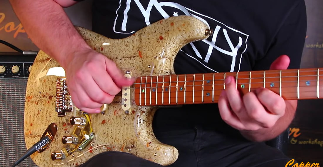 Okaaay: Man Makes Resin Guitar With 36 Packs Of Ramen Inside