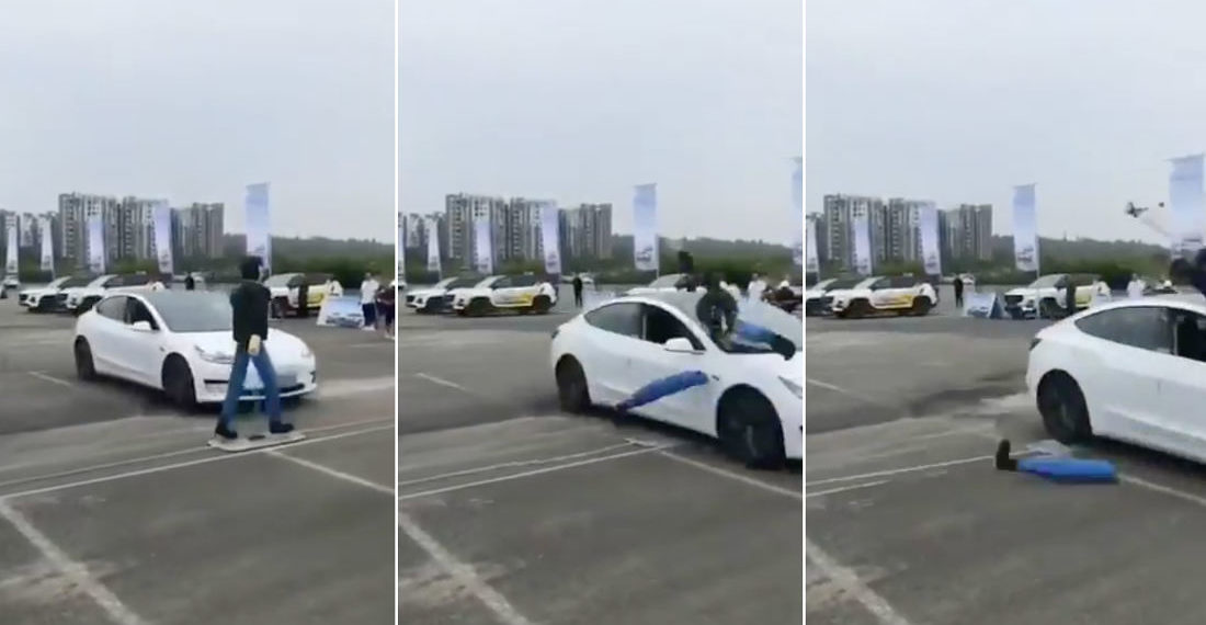 Tesla Model 3 Rapidly Disassembles Pedestrian Dummy During Auto Brake Test