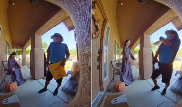 Surprise!: Amazon Delivery Guy Scared By Motion-Activated Halloween Decoration