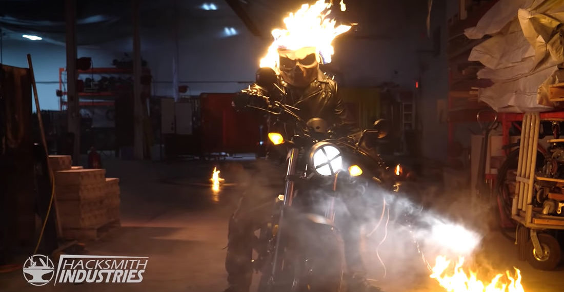 A Real Life Flaming Ghost Rider Helmet Powered By Propane