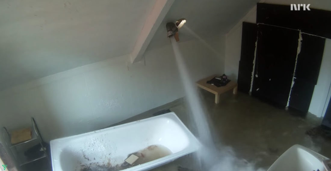 Flooding An Upstairs Bathroom With Water Until It Collapses Through The Floor Below