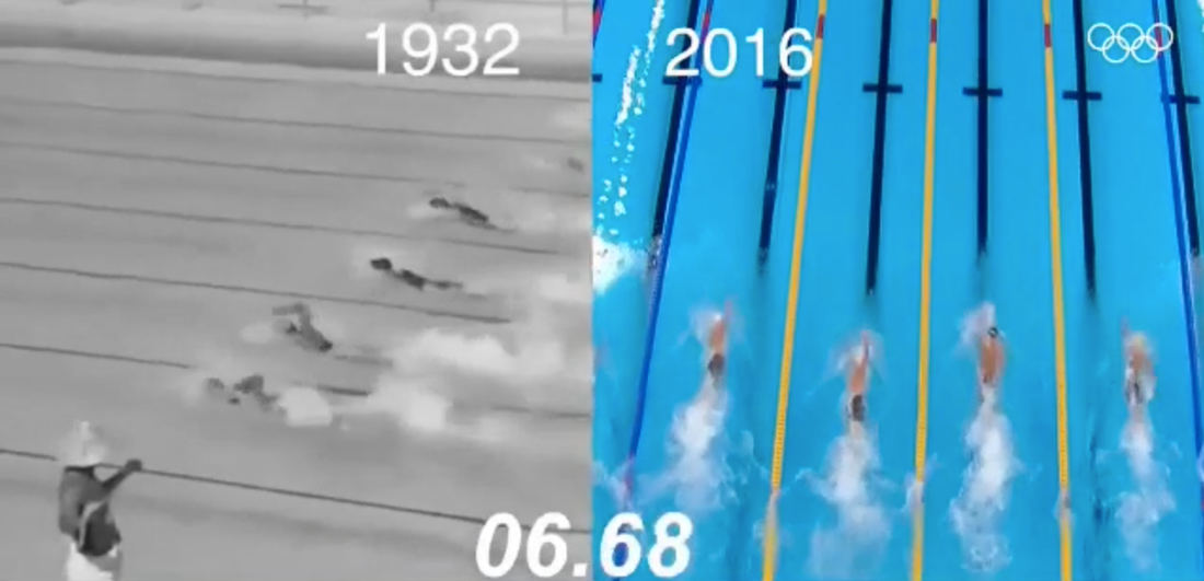 A Side-By-Side Comparison Of The Speed Of 100-Meter Freestyle Swimming, 1932 Vs  2016