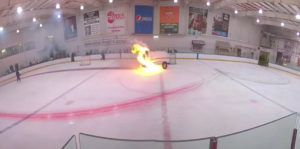 Something's Not Right Here: Zamboni Catches Fire While Resurfacing Ice Rink