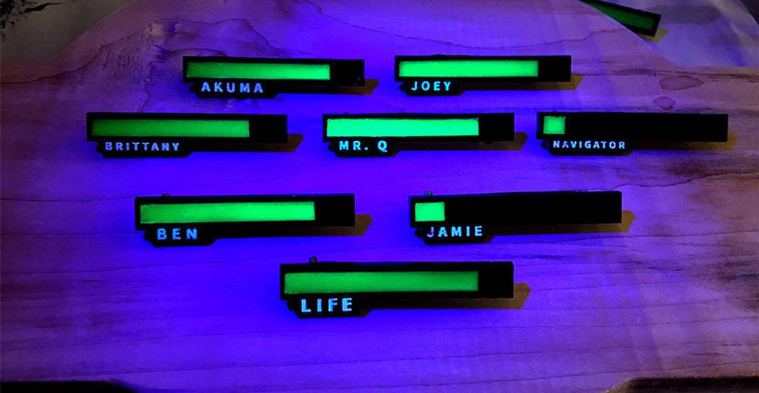 Personalized Glow In The Dark Video Game Life Bar Pins