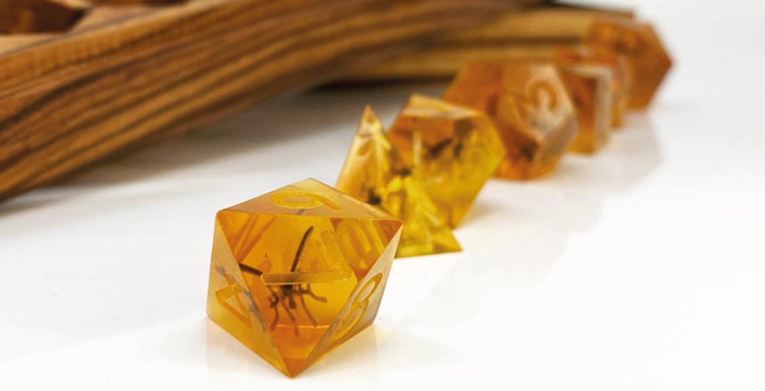 Jurassic Park Inspired Mosquito In Amber Gaming Dice