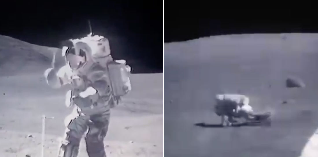 Sped Up Footage Of Astronauts On The Moon