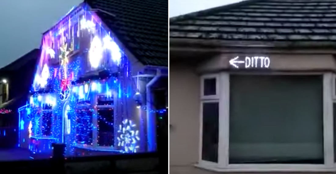 Classic: The Ol’ ‘Ditto’ Christmas Lights Next To An Overexuberant Neighbor’s House