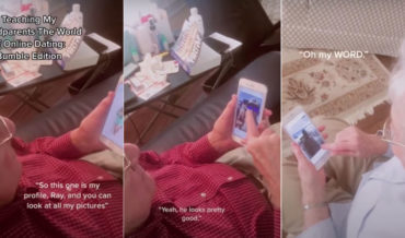 Girl Explaining Online Dating To Her Grandparents