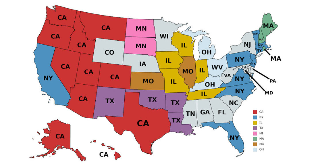 The US Map Of Where The Most Out-Of-State Residents Of Each State Come From