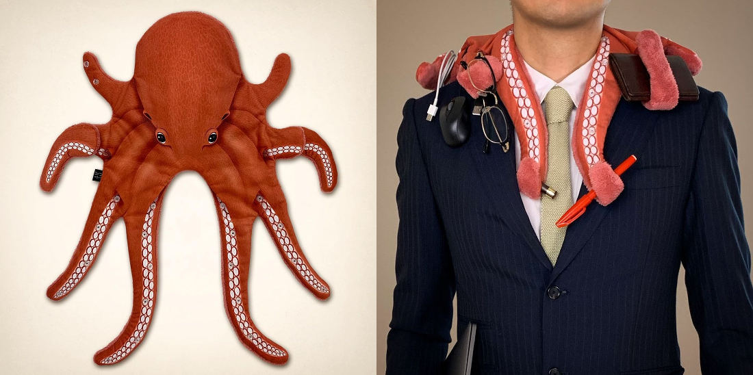 A Wearable Octopus Scarf With Tentacles For Holding Things