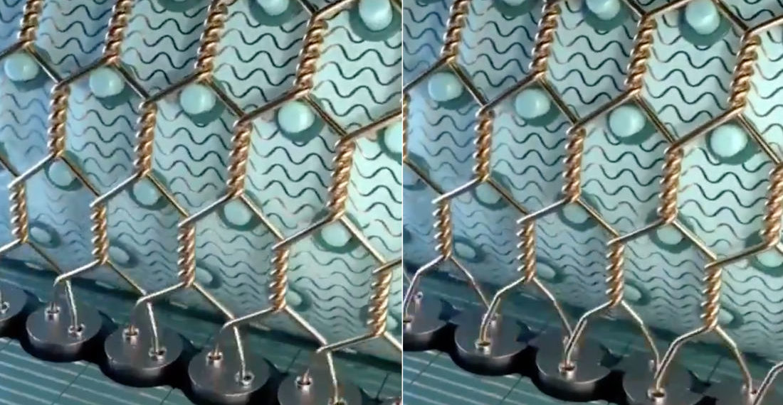 A Mesmerizing Look At Chicken Wire Being Twisted