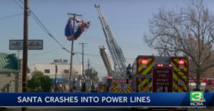 Santa Takes Off In Paraglider, Immediately Crashes Into Power Lines