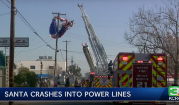 Santa Takes Off In Paraglider, Immediately Crashes Into Power Lines