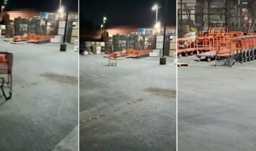 Home Depot Employee Makes Shopping Cart Hole In One