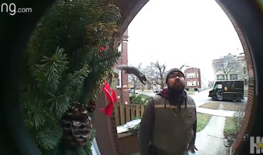 Surprise!: Squirrel Jumps On UPS Delivery Driver Waiting At Door