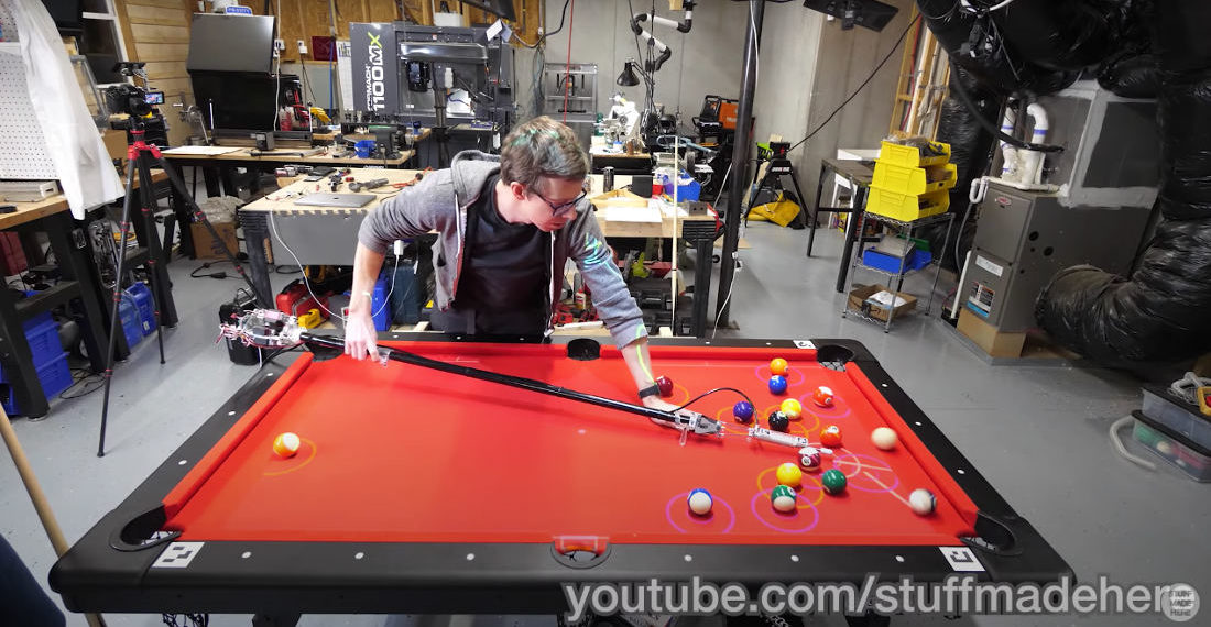 Engineer Makes Pool Cue That Automatically Makes Shots For Easy Pool Sharking