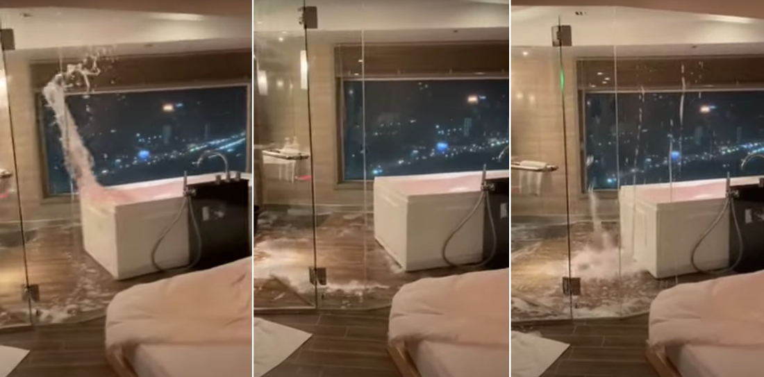 Holy Smokes: Water Splashing Out Of Highrise Bathtub During Earthquake