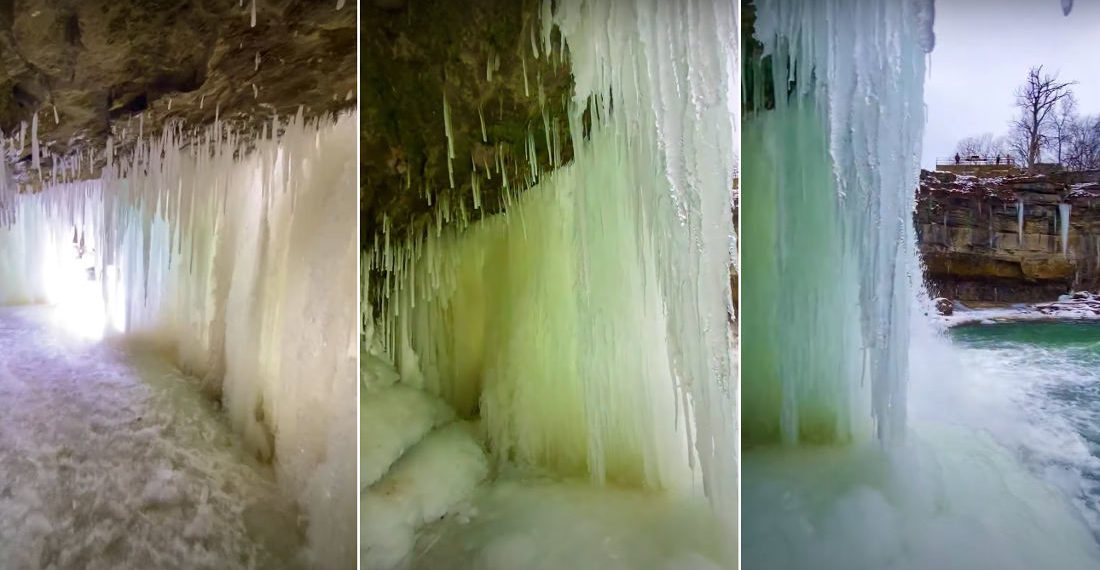 View From Behind A Frozen Waterfall