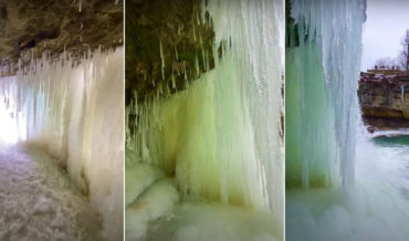View From Behind A Frozen Waterfall