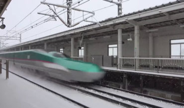 A Compilation of Bullet Trains Speeding By In The Snow