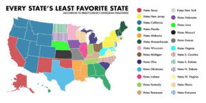 The United States Map Of Each State's Least Favorite State
