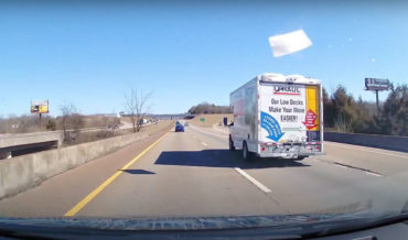 Damn: Ice Chunk From Top Of U-Haul Smashes Windshield
