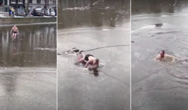 Ice Skater Crashes Through Thin Ice Of Amsterdam Canal