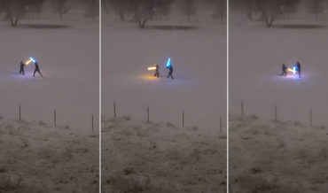Two Jedi Spotted Having A Lightsaber Duel In The Snow